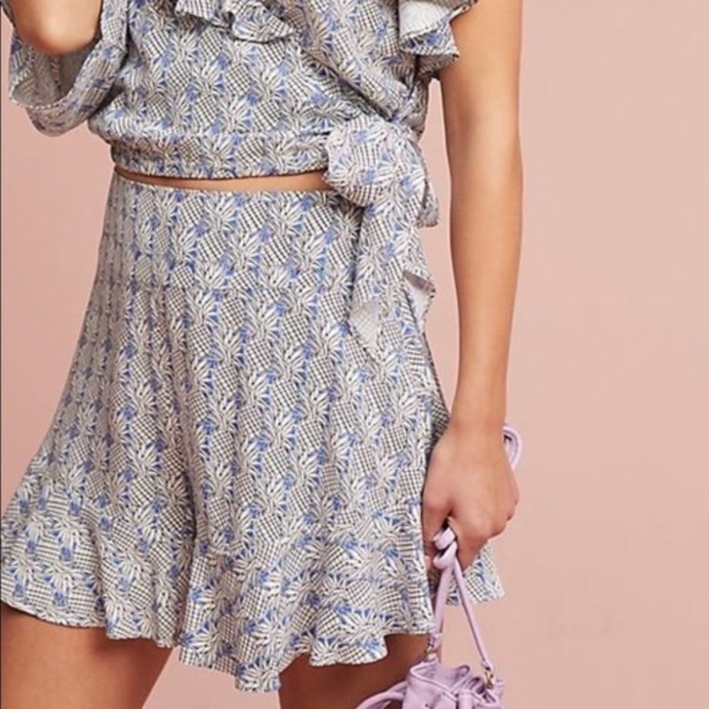 Anthropologie Maeve Pineapple Ruffle Shorts